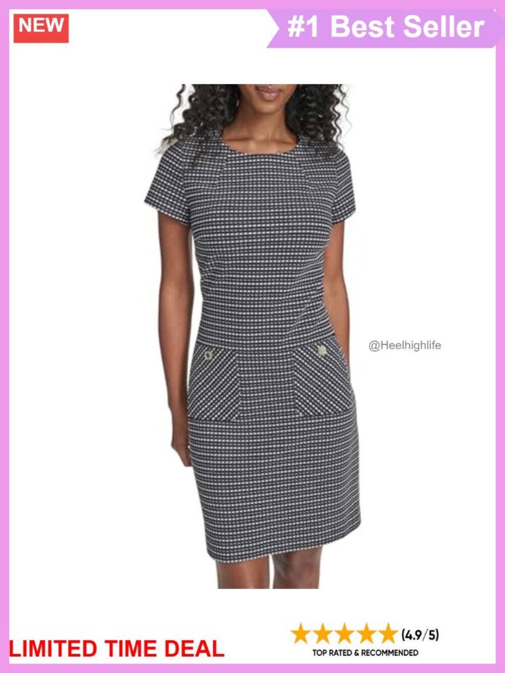 Tommy Hilfiger Women's Cap Sleeve Striped Textured Knit Shift Dress